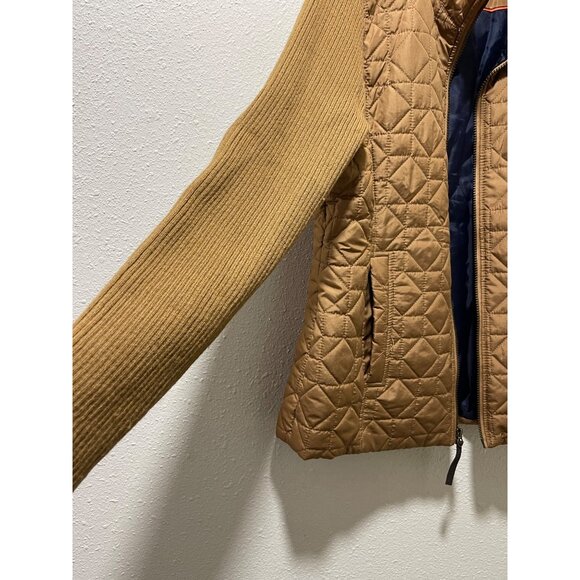 G.H. Bass & Co. Women’s Quilted Jacket Size L Brown Ribbed Sleeves Zip Up - Picture 6 of 16